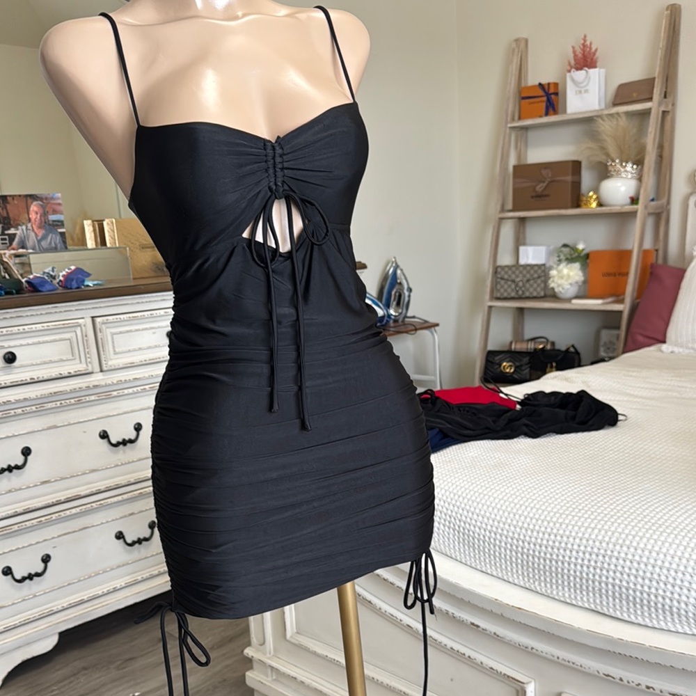 Elegant Black Ruched Dress